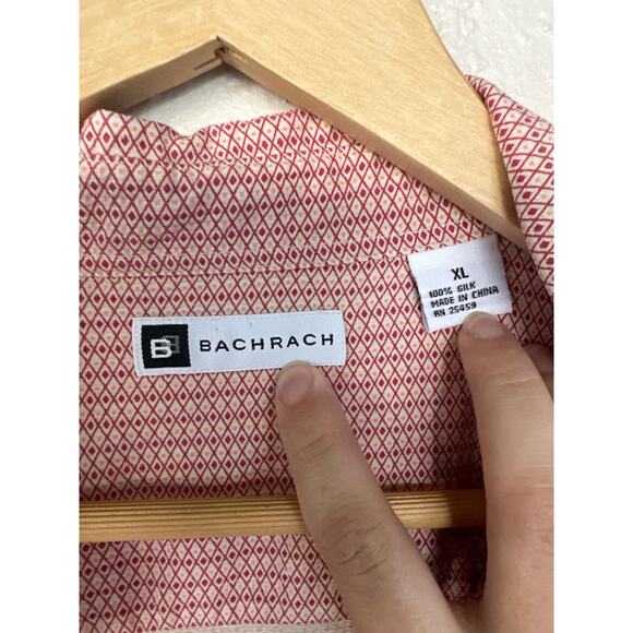 Vintage Bachrach Short Sleeve Button Up Shirt - Size XL - 100% Silk - Geometric - Picture 2 of 5